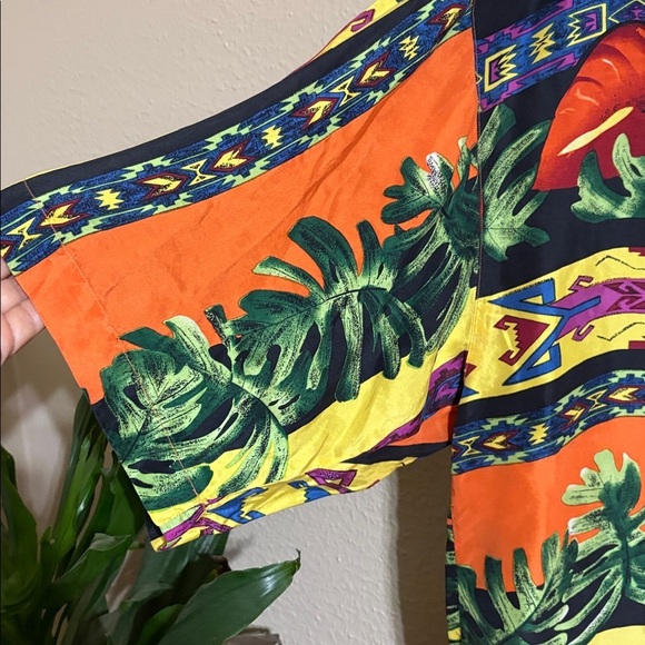 Silk Vibrant Multicolor Button-Up Shirt - Picture 3 of 9